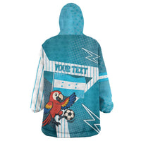 Personalized Honduras Football Wearable Blanket Hoodie Scarlet Macaw Mascot