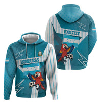 Personalized Honduras Football Zip Hoodie Scarlet Macaw Mascot