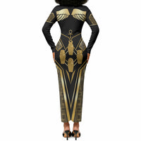 Egypt Canopic Jars Long Sleeve Bodycon Dress Ancient Mythology Four Sons of Horus