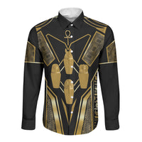 Egypt Canopic Jars Long Sleeve Button Shirt Ancient Mythology Four Sons of Horus