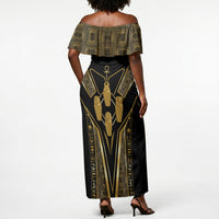 Egypt Canopic Jars Off Shoulder Maxi Dress Ancient Mythology Four Sons of Horus