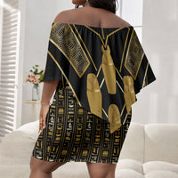 Egypt Canopic Jars Off Shoulder Short Dress Ancient Mythology Four Sons of Horus