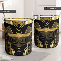 Egypt Winged Sun Laundry Basket Ancient Mythology Golden Ankh