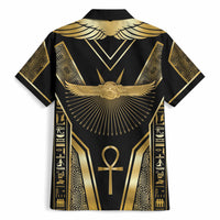 Egypt Winged Sun Hawaiian Shirt Ancient Mythology Golden Ankh