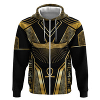 Egypt Winged Sun Hoodie Ancient Mythology Golden Ankh