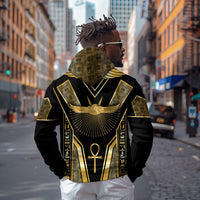 Egypt Winged Sun Hoodie Ancient Mythology Golden Ankh