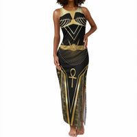 Egypt Winged Sun Tank Maxi Dress Ancient Mythology Golden Ankh