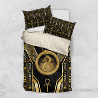 Egypt Ouroboros Bedding Set Ancient Mythology Infinity Serpent Gold