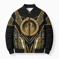 Egypt Ouroboros Bomber Puffer Jacket Ancient Mythology Infinity Serpent Gold