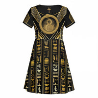 Egypt Ouroboros Kid Short Sleeve Dress Ancient Mythology Infinity Serpent Gold