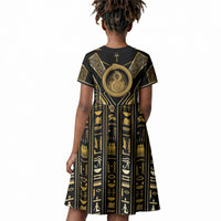 Egypt Ouroboros Kid Short Sleeve Dress Ancient Mythology Infinity Serpent Gold