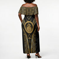 Egypt Ouroboros Off Shoulder Maxi Dress Ancient Mythology Infinity Serpent Gold