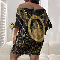 Egypt Ouroboros Off Shoulder Short Dress Ancient Mythology Infinity Serpent Gold