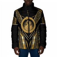 Egypt Ouroboros Padded Jacket Ancient Mythology Infinity Serpent Gold