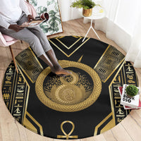 Egypt Ouroboros Round Carpet Ancient Mythology Infinity Serpent Gold