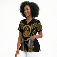 Egypt Ouroboros Scrub Top Ancient Mythology Infinity Serpent Gold