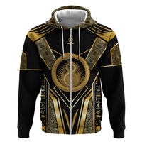 Egypt Ouroboros Zip Hoodie Ancient Mythology Infinity Serpent Gold