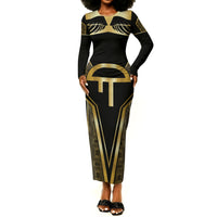 Egypt Amenta Long Sleeve Bodycon Dress Ancient Mythology Underworld Realm