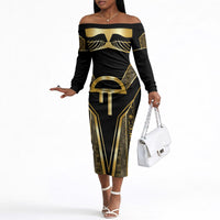 Egypt Amenta Off The Shoulder Long Sleeve Dress Ancient Mythology Underworld Realm