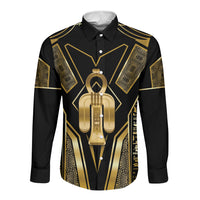 Egypt Tyet Long Sleeve Button Shirt Ancient Mythology Knot Of Isis Gold