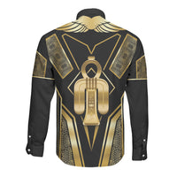 Egypt Tyet Long Sleeve Button Shirt Ancient Mythology Knot Of Isis Gold