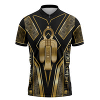 Egypt Tyet Zipper Polo Shirt Ancient Mythology Knot Of Isis Gold