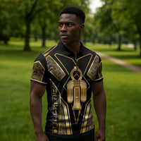 Egypt Tyet Zipper Polo Shirt Ancient Mythology Knot Of Isis Gold