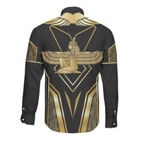 Egypt Feather Of Maat Long Sleeve Button Shirt Ancient Mythology Truth And Justice
