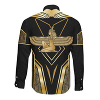 Egypt Feather Of Maat Long Sleeve Button Shirt Ancient Mythology Truth And Justice