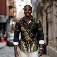 Egypt Feather Of Maat Long Sleeve Button Shirt Ancient Mythology Truth And Justice
