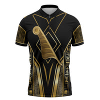 Egypt Feather Of Maat Zipper Polo Shirt Ancient Mythology Truth And Justice