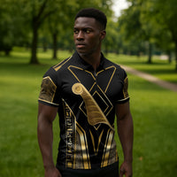 Egypt Feather Of Maat Zipper Polo Shirt Ancient Mythology Truth And Justice
