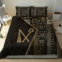 Egypt Crook And Flail Bedding Set Ancient Mythology Pharaoh Royalty Gold