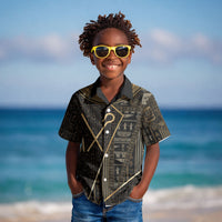 Egypt Crook And Flail Kid Hawaiian Shirt Ancient Mythology Pharaoh Royalty Gold