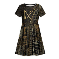 Egypt Crook And Flail Kid Short Sleeve Dress Ancient Mythology Pharaoh Royalty Gold