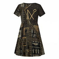 Egypt Crook And Flail Kid Short Sleeve Dress Ancient Mythology Pharaoh Royalty Gold