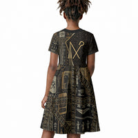 Egypt Crook And Flail Kid Short Sleeve Dress Ancient Mythology Pharaoh Royalty Gold