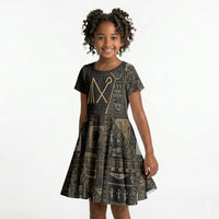 Egypt Crook And Flail Kid Short Sleeve Dress Ancient Mythology Pharaoh Royalty Gold