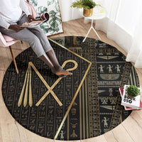 Egypt Crook And Flail Round Carpet Ancient Mythology Pharaoh Royalty Gold