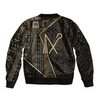 Egypt Crook And Flail Sleeve Zip Bomber Jacket Ancient Mythology Pharaoh Royalty Gold