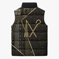 Egypt Crook And Flail Sleeveless Puffer Jacket Ancient Mythology Pharaoh Royalty Gold