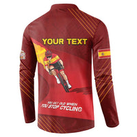 Personalized Spain Cycling Button Sweatshirt You Don't Stop Cycling When You Get Old - Wonder Print Shop