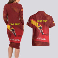 Personalized Spain Cycling Couples Matching Long Sleeve Bodycon Dress and Hawaiian Shirt You Don't Stop Cycling When You Get Old - Wonder Print Shop