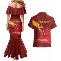 Personalized Spain Cycling Couples Matching Mermaid Dress and Hawaiian Shirt You Don't Stop Cycling When You Get Old - Wonder Print Shop