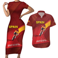Personalized Spain Cycling Couples Matching Short Sleeve Bodycon Dress and Hawaiian Shirt You Don't Stop Cycling When You Get Old - Wonder Print Shop