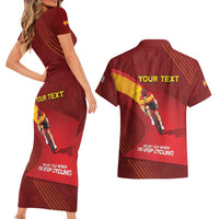Personalized Spain Cycling Couples Matching Short Sleeve Bodycon Dress and Hawaiian Shirt You Don't Stop Cycling When You Get Old - Wonder Print Shop