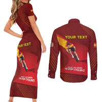 Personalized Spain Cycling Couples Matching Short Sleeve Bodycon Dress and Long Sleeve Button Shirt You Don't Stop Cycling When You Get Old - Wonder Print Shop