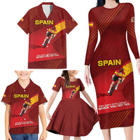Personalized Spain Cycling Family Matching Long Sleeve Bodycon Dress and Hawaiian Shirt You Don't Stop Cycling When You Get Old - Wonder Print Shop
