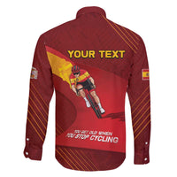 Personalized Spain Cycling Family Matching Off The Shoulder Long Sleeve Dress and Hawaiian Shirt You Don't Stop Cycling When You Get Old - Wonder Print Shop