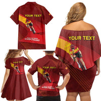Personalized Spain Cycling Family Matching Off Shoulder Short Dress and Hawaiian Shirt You Don't Stop Cycling When You Get Old - Wonder Print Shop
